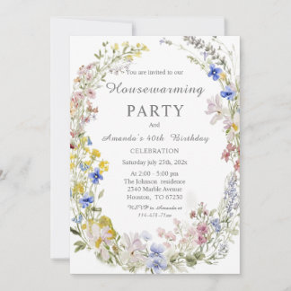 Wildblume Boho Housewarming und Geburtstag Einladung