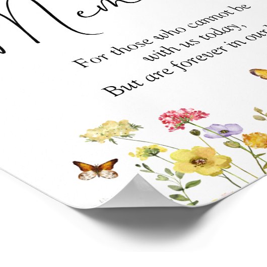 Wildblume Boho in Love Memory Wedding Sign Poster (Ecke)