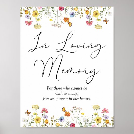 Wildblume Boho in Love Memory Wedding Sign Poster (Vorne)