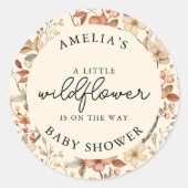 Wildblume Boho Ivory Floral Baby Dusche Runder Aufkleber (Vorderseite)