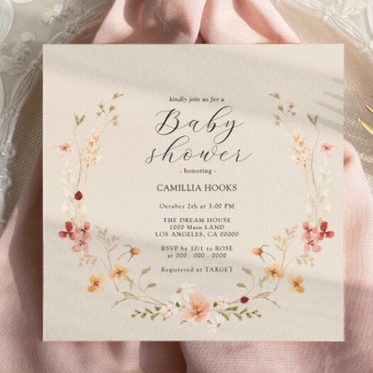 Wildblume Boho Kinderdusche Einladung