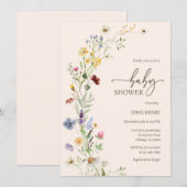 Wildblume Boho Kinderdusche Einladung (Vorne/Hinten)