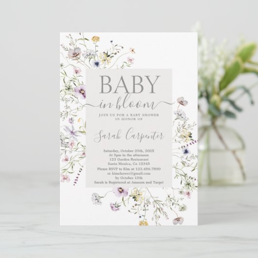 Wildblume Boho Kinderdusche Einladung (Stehend Vorderseite)