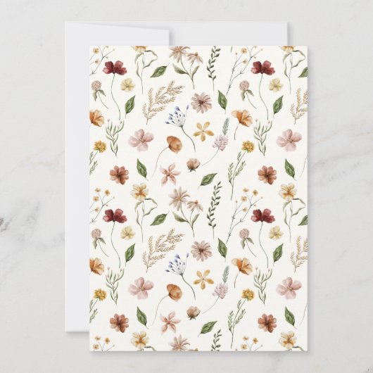 Wildblume Boho Kinderdusche Einladung (Rückseite)