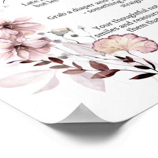 Wildblume boho Kinderdusche Spätnachtsdiape Poster (Ecke)