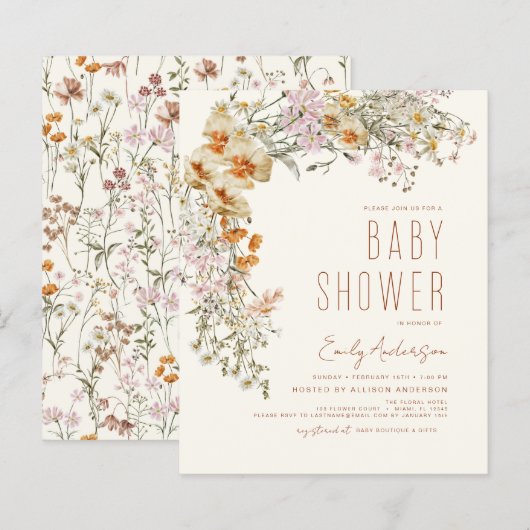 Wildblume Boho Kinderdusche Terracotta (Vorne/Hinten)