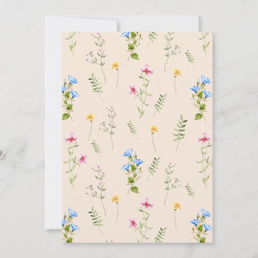 Wildblume Boho Kinderdusche Wasserfarbe Einladung (Rückseite)