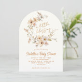 Wildblume Boho Little Blessing Babydusche Einladung (Stehend Vorderseite)