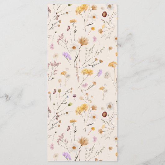 Wildblume Boho Menü Menükarte (Rückseite)