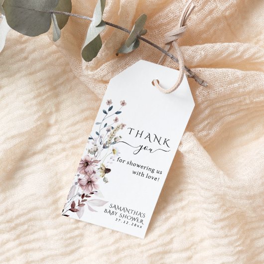 Wildblume boho minimale moderne Baby Dusche Dank Geschenkanhänger