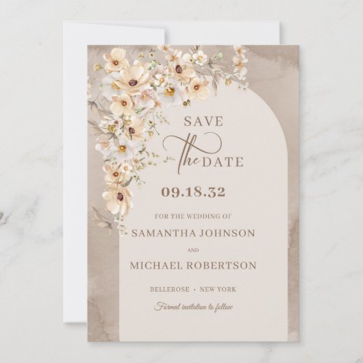 Wildblume boho minimalistisch modern Save the Date (Vorderseite)