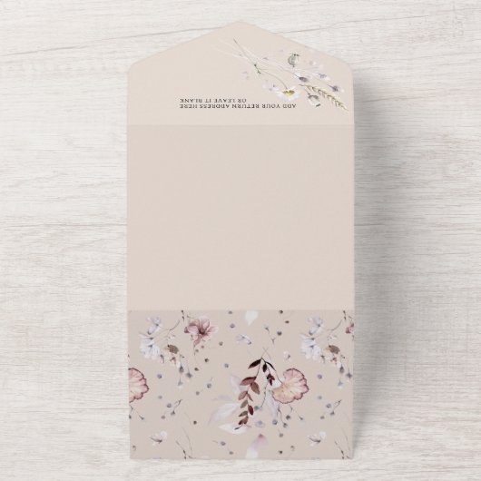 Wildblume boho minimalistisch moderne Babydusche All In One Einladung (Außenbereich)