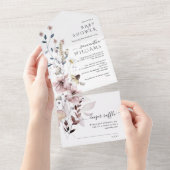 Wildblume boho minimalistisch moderne Babydusche All In One Einladung (Abreißen)