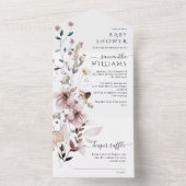 Wildblume boho minimalistisch moderne Babydusche All In One Einladung (Innen Boden)