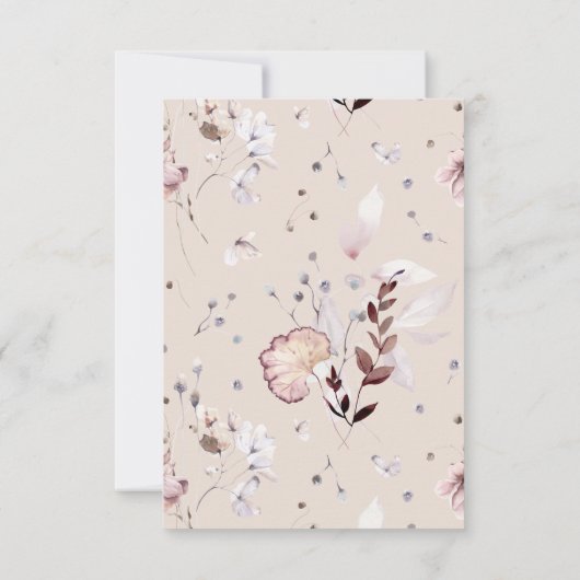 Wildblume boho minimalistisch moderne Babydusche Dankeskarte (Rückseite)