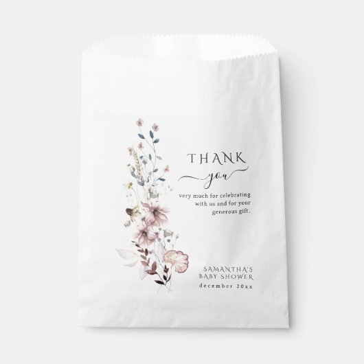 Wildblume boho minimalistisch moderne Babydusche Geschenktütchen (Vorderseite)