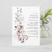 Wildblume boho minimalistisches modernes Brautpart Einladung (Stehend Vorderseite)