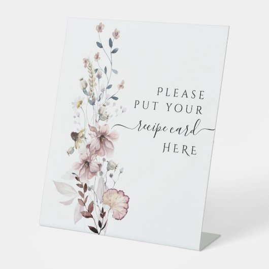 Wildblume boho moderne Brautparty Rezept Sockelschild (Vorderseite)