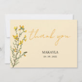 Wildblume Boho moderne Schrift Dankeskarte (Vorderseite)