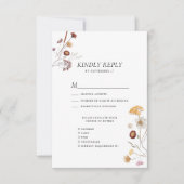 Wildblume Boho Moderne Whimsical Floral Wedding RSVP Karte (Vorderseite)