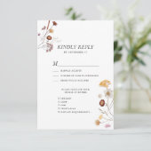 Wildblume Boho Moderne Whimsical Floral Wedding RSVP Karte (Stehend Vorderseite)