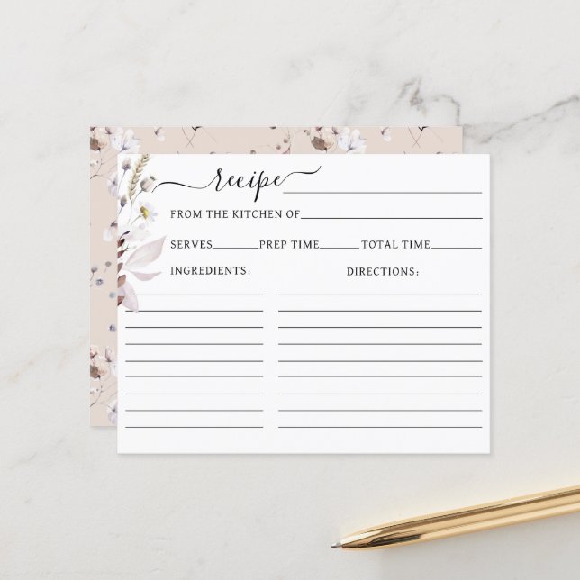 Wildblume boho modernes Brautparty Rezept (Vorderseite/Rückseite Beispiel)