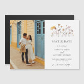 Wildblume Boho Modernes Whimsisches Save the Date Magneteinladung (Vorne/Hinten)