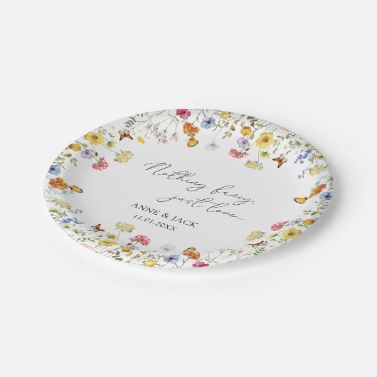 Wildblume Boho Nichts Extravagant nur Liebe Pappteller (Schrägansicht)