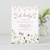 Wildblume Boho Oh Babydusche Einladung (Stehend Vorderseite)