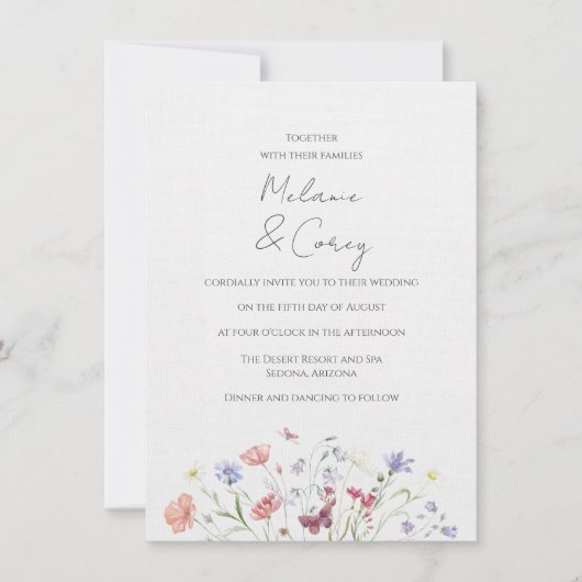 Wildblume Boho Outdoor Hochzeitseinladung Einladung (Vorderseite)