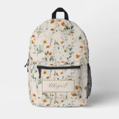 Wildblume boho personalisiert bedruckter rucksack (Vorderseite)