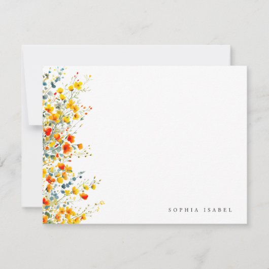 Wildblume Boho Personalisiert Stationery Note Card Mitteilungskarte (Vorderseite)