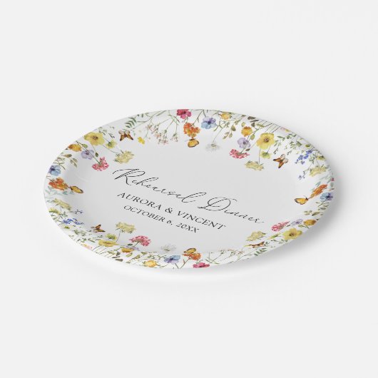 Wildblume Boho Probe Abendessen Pappteller (Schrägansicht)