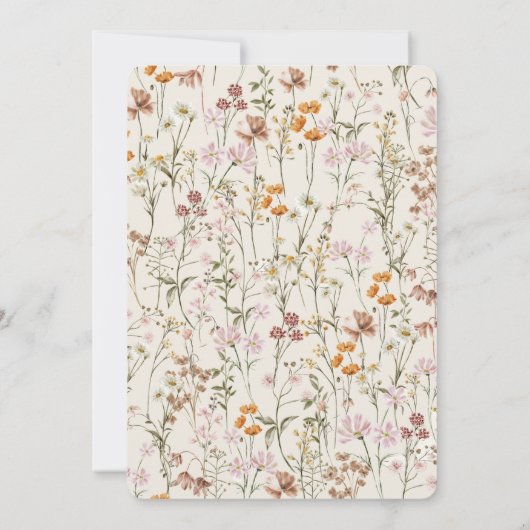 Wildblume Boho QR Code Wedding RSVP Einladung (Rückseite)