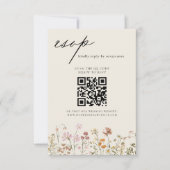 Wildblume Boho QR Code Wedding RSVP Einladung (Vorderseite)