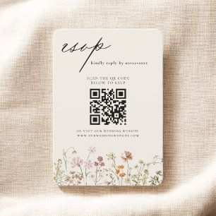 Wildblume Boho QR Code Wedding RSVP Einladung
