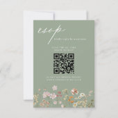 Wildblume Boho QR Code Wedding RSVP Einladung (Vorderseite)