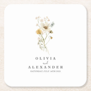 Wildblume Boho Rechteckiger Pappuntersetzer