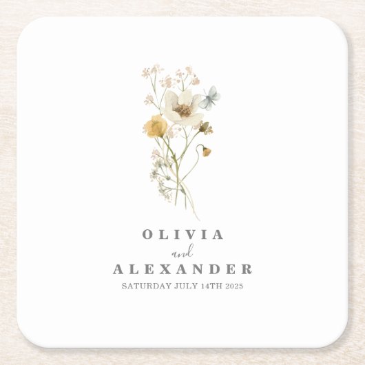 Wildblume Boho Rechteckiger Pappuntersetzer (Vorderseite)