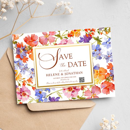 Wildblume Boho Rustic Floral Elegante Hochzeit Save The Date