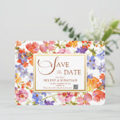 Wildblume Boho Rustic Floral Elegante Hochzeit Save The Date (Stehend Vorderseite)