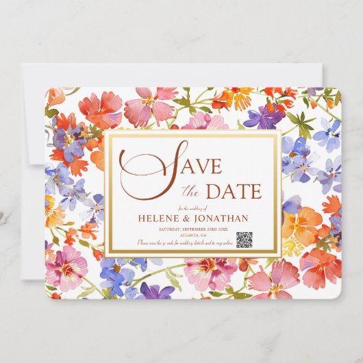 Wildblume Boho Rustic Floral Elegante Hochzeit Save The Date (Vorderseite)