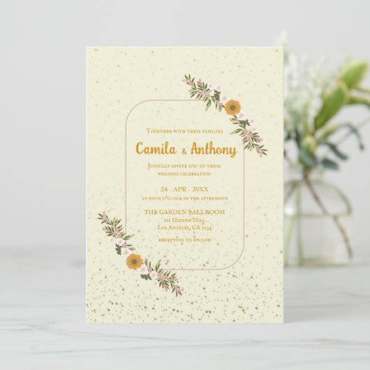 Wildblume Boho Rustica Einladung (Stehend Vorderseite)