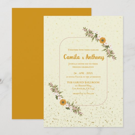 Wildblume Boho Rustica Einladung (Vorne/Hinten)