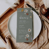 Wildblume Boho Sage Green Menu Menükarte