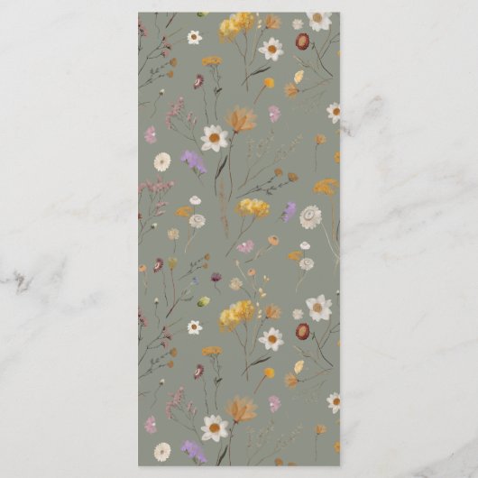 Wildblume Boho Sage Green Menu Menükarte (Rückseite)