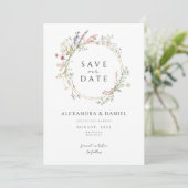 Wildblume Boho Save the Date minimalistisch Einladung (Stehend Vorderseite)