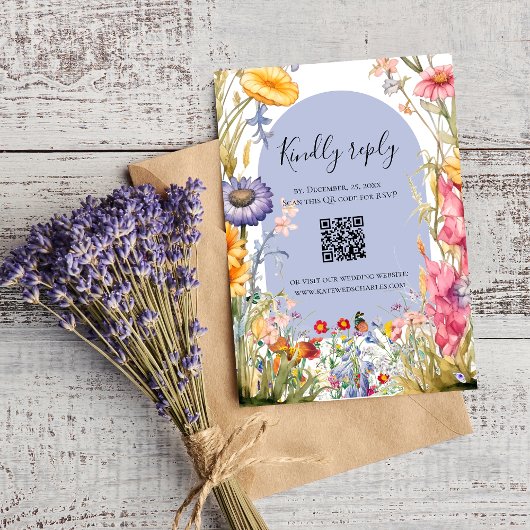 Wildblume boho schicke Blumenkranz uAwg RSVP Karte