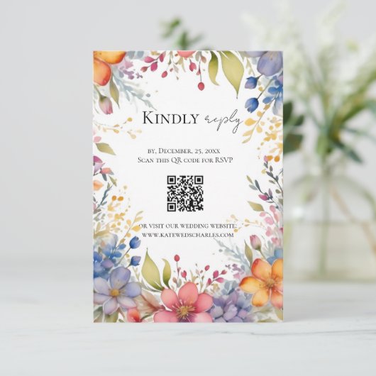 Wildblume boho schicke Blumenkranz uAwg RSVP Karte (Stehend Vorderseite)