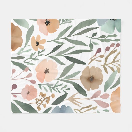Wildblume Boho Soft Pastell Spring Fleecedecke (Vorderseite (Horizontal))